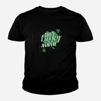 One Lucky Auntie Irish St Patricks Day Shamrock Cute Youth T-shirt - Monsterry AU
