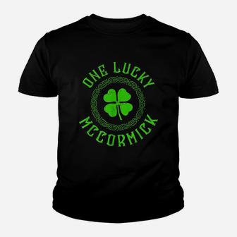 One Lucky Mccormick Irish Last Name Distressed Youth T-shirt | Crazezy UK