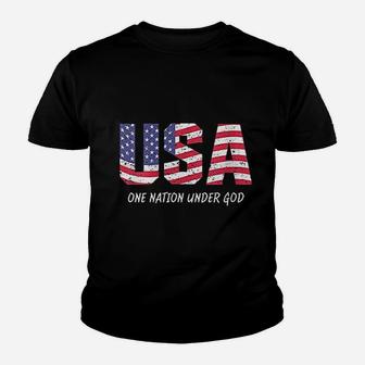 One Nation Under God American Flag Usa Youth T-shirt | Crazezy