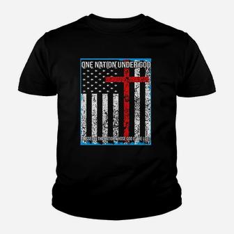 One Nation Under God With Flag Printed Youth T-shirt | Crazezy CA