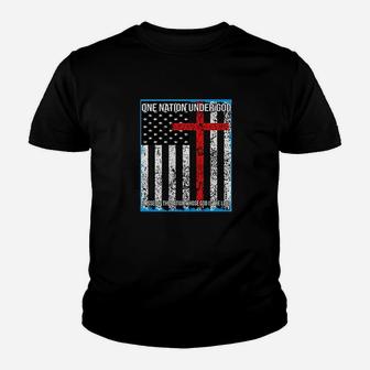 One Nation Under God With Flag Youth T-shirt | Crazezy DE