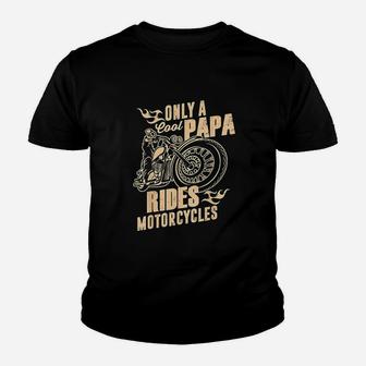 Only Cool Papa Rides Motorcycles Youth T-shirt | Crazezy DE