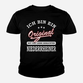 Original Niederrheiner Kinder Tshirt mit Spruch, Schwarz für Lokalpatrioten - Seseable