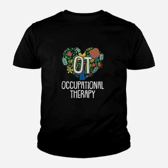 Ot Occupational Therapy Floral Heart Ota Therapist Shirt Youth T-shirt - Monsterry UK