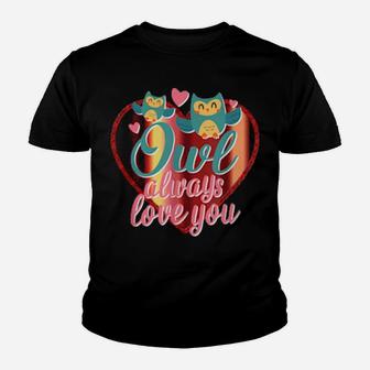 Owl Always Love You Valentine Lace Heart Cute Youth T-shirt - Monsterry