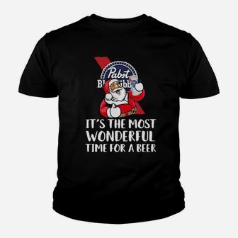 Pabst-Blue-Ribbon-Its-The-Most-Wonderful-Time-For-A-Beer Youth T-shirt - Monsterry