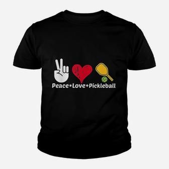 Paddleball Sports Mom Dad Retirement Peace Love Pickleball Youth T-shirt | Crazezy UK