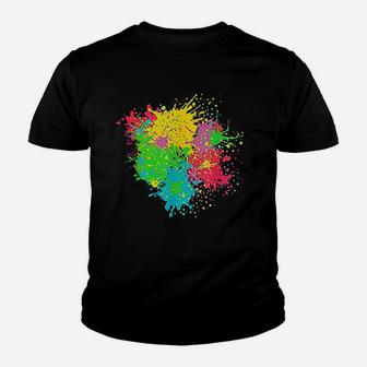 Paint Splashes Splatter Abstract Colourful Design Youth T-shirt | Crazezy AU