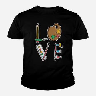 Painting Brush Paints Painter Valentines Day Drawing Artist Youth T-shirt - Monsterry