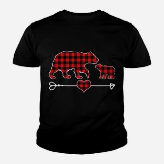 Papa Bear Christmas Pajama Red Plaid Buffalo Family Gift Sweatshirt Youth T-shirt | Crazezy