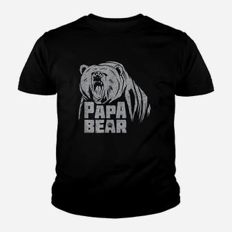 Papa Bear Daddy Father Roaring Grizzly Fathers Day Gift Youth T-shirt | Crazezy UK