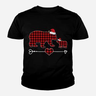 Papa Bear Shirt Red Buffalo Plaid Papa Bear Pajama Youth T-shirt | Crazezy