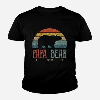 Papa Bear Vintage Daddy Father Day Retro Dad Youth T-shirt | Crazezy UK