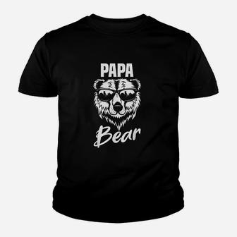 Papa Bear Wearing Cool Sunglasses Youth T-shirt | Crazezy