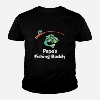 Papa Fishing Buddy Grandson Or Granddaughter Fish Youth T-shirt | Crazezy