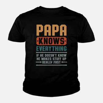 Papa Knows Everything Shirt Pops Grandpa Christmas Gift Youth T-shirt | Crazezy CA