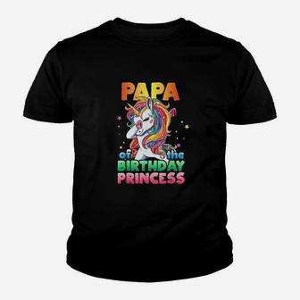 Papa Of The Birthday Princess Unicorn Youth T-shirt | Crazezy