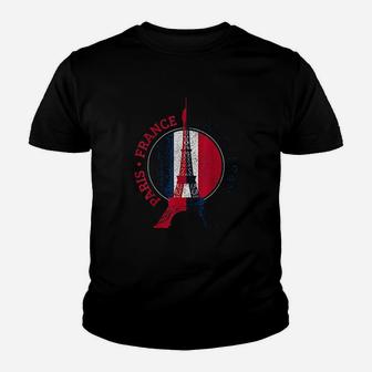 Paris France Eiffel Tower French Flag Travel Youth T-shirt | Crazezy UK