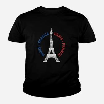 Paris France Eiffel Tower French Flag Youth T-shirt | Crazezy CA