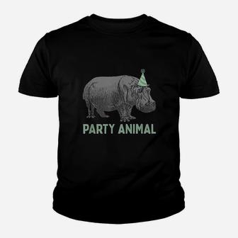 Party Animal Hippo Birthday Youth T-shirt | Crazezy AU