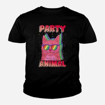 Party Cat Party Animal Music And Rave Party Lovers Youth T-shirt | Crazezy