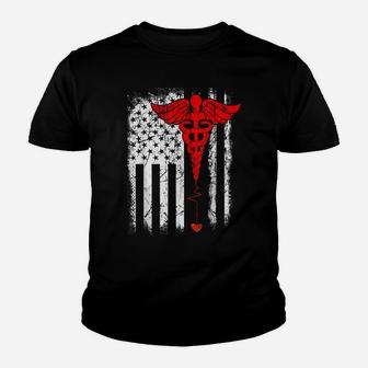 Patriot Apparel Nurse Thin Red Line American Flag Youth T-shirt | Crazezy
