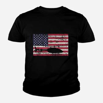 Patriotic Bell 407 Helicopter American Flag Youth T-shirt | Crazezy UK