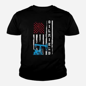 Patriotic Oilfield Worker Oilman Oil Rig Drilling Us Flag Youth T-shirt | Crazezy
