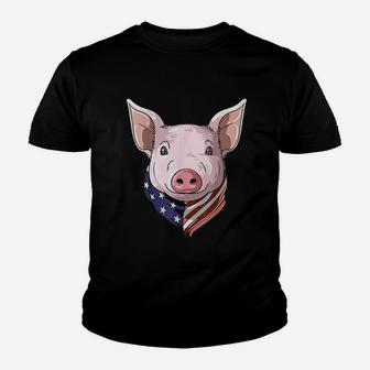 Patriotic Pig American 4Th Of July Pig Usa American Flag Youth T-shirt | Crazezy UK