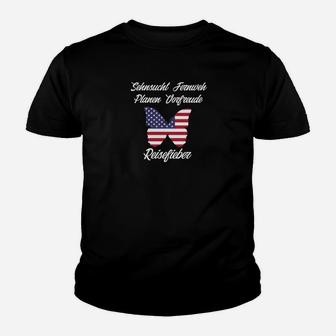 Patriotisches Kinder Tshirt in Schwarz mit Amerikanischer Flagge & Deutschem Text - Seseable