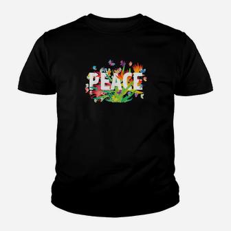 Peace Flowers And Butterflies Fun For Someone Special Youth T-shirt - Monsterry