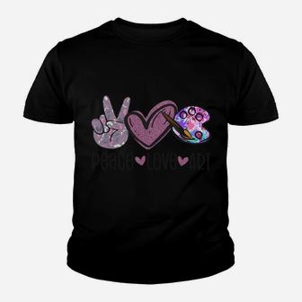 Peace Love Art Teacher Painting Painter Artist Art Lover Youth T-shirt | Crazezy CA