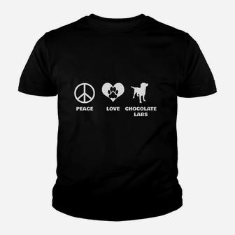 Peace Love Chocolate Labs Funny Labrador Youth T-shirt | Crazezy