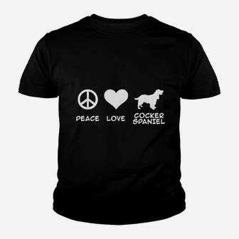 Peace Love Cocker Spaniel Youth T-shirt | Crazezy