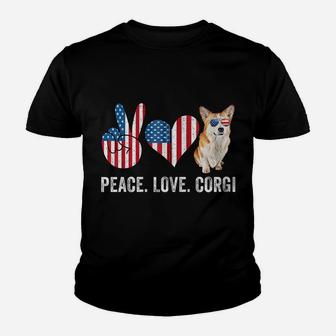Peace Love Corgi Dad Mom American Flag Corgi Dog Lover Owner Zip Hoodie Youth T-shirt | Crazezy AU