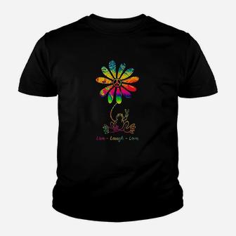 Peace Love Frog Hippie Flower Daisy Gift Youth T-shirt | Crazezy UK