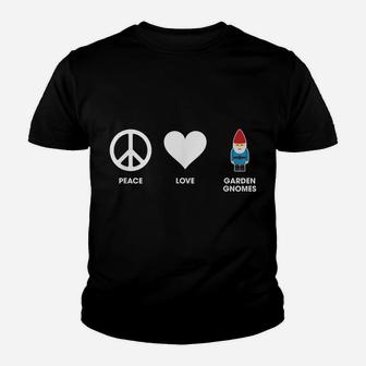Peace Love Garden Gnomes T-Shirt For Gnome Lovers Youth T-shirt | Crazezy