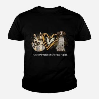 Peace Love Gsp German Shorthaired Pointer Dog Lover Youth T-shirt | Crazezy