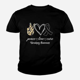 Peace Love Hope Black Ribbon Narcolepsy Awareness Youth T-shirt | Crazezy