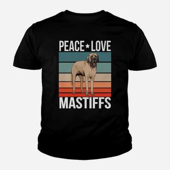 Peace Love Mastiffs Quote Retro Dog Owner Vintage Youth T-shirt | Crazezy
