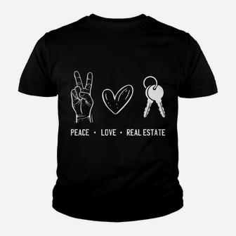 Peace Love Real Estate Realtor Real Estate Agent Investor Youth T-shirt | Crazezy AU