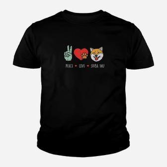 Peace Love Shiba Inu Cute Japanese Pet Dog Doge Meme Gift Youth T-shirt | Crazezy UK