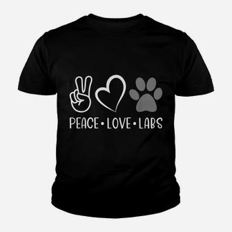 Peace Love Silver Labs Funny Labrador Retriever Lab Mom Youth T-shirt | Crazezy