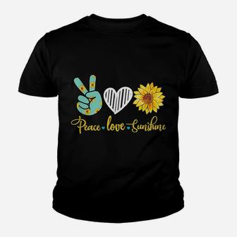 Peace Love Sunshine Summer Flower Heart Graphic Youth T-shirt | Crazezy UK
