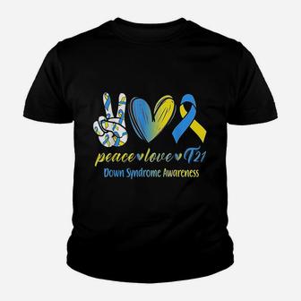 Peace Love T21 Down Syndrome Awareness Youth T-shirt - Thegiftio UK