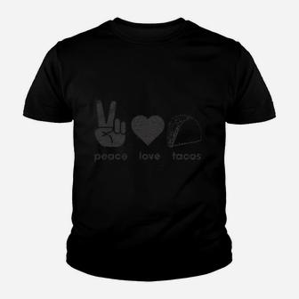 Peace Love Tacos Funny Graphic Youth T-shirt | Crazezy