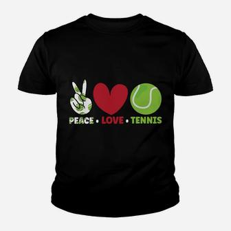 Peace Love Tennis Funny Tennis Lover Shirt Tennis Player Youth T-shirt | Crazezy DE
