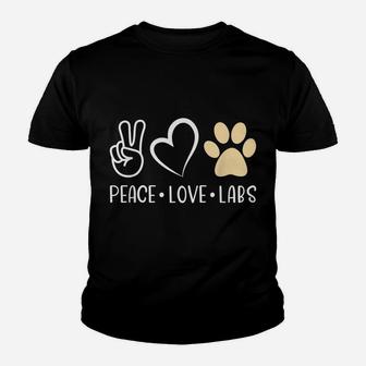 Peace Love Yellow Labs Funny Labrador Retriever Lab Mom Youth T-shirt | Crazezy AU