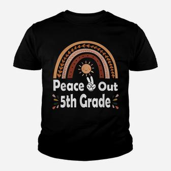 Peace Out 5Th Fifth Grade Rainbow Boho Funny Cool Youth T-shirt | Crazezy UK