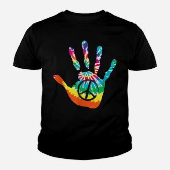 Peace Sign Love Handprint 60S 70S Tie Dye Hippie Costume Youth T-shirt | Crazezy CA